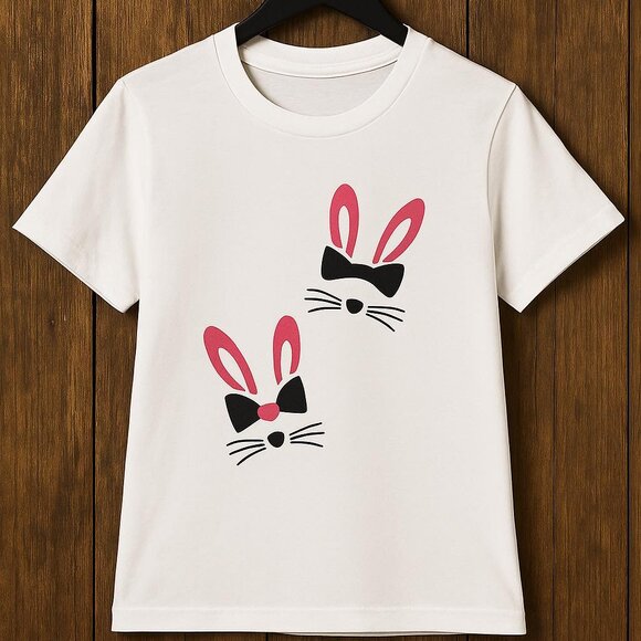 Kids Bunny Bow Tee – Gildan Heavy Cotton (Youth Small) - Picture 1 of 1